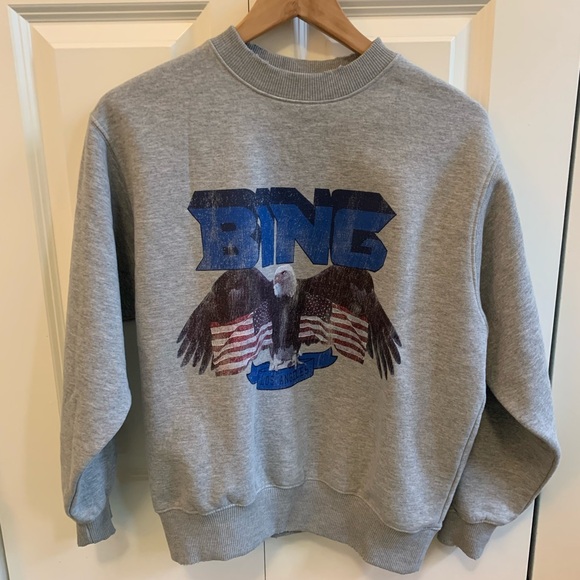 Anine Bing Vintage Bing Sweatshirt Eagle Blue & Grey Size XS NEW RARE - Picture 9 of 16
